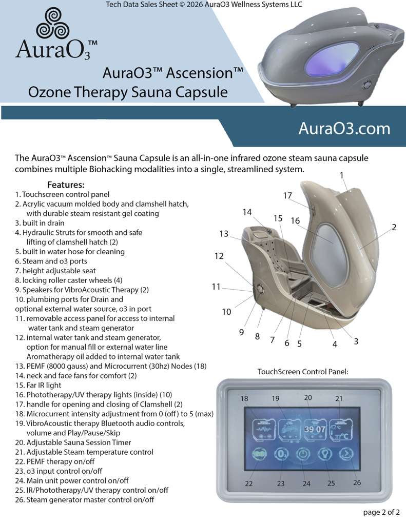 AURA O₃ — Ascension Steam Capsule™ Complete Therapy System (Ozone + Steam + 10L Oxygen)