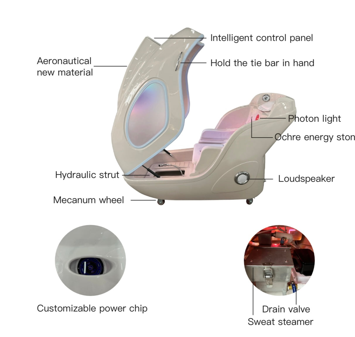 AuraO₃ Ascension Therapy Capsule — Ozone • Steam • Infrared • Oxygen